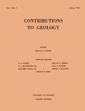 Contributions to Geology volume 1, number 1 cover