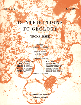 Contributions to Geology volume 10, number 1 cover