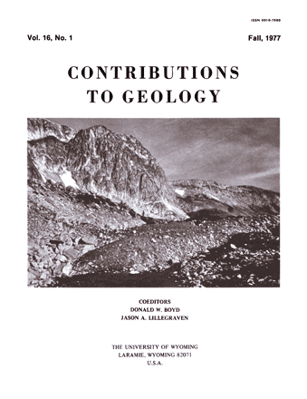 Contributions to Geology volume 16 number 1 cover