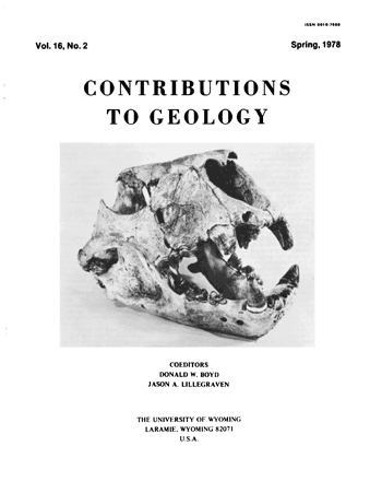 Contributions to Geology volume 16, number 2