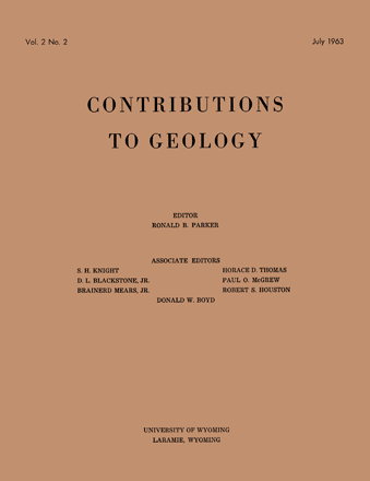 Contributions to Geology volume 2, number 2 cover