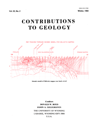 Contributions to Geology volume 20, number 2 cover