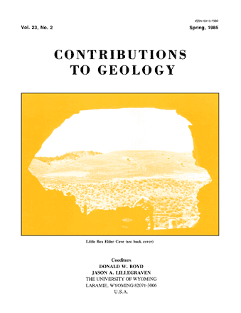 Contributions to Geology volume 23, number 2 cover