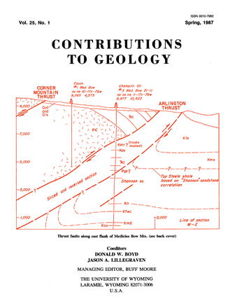 Contributions to Geology volume 25, number 1 cover