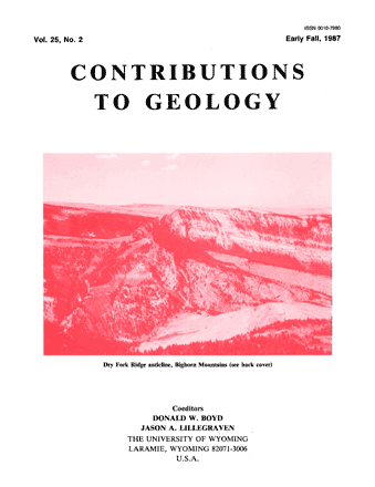 Contributions to Geology volume 25, number 2 cover