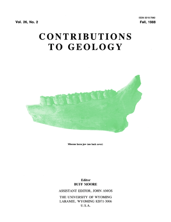 Contributions to Geology volume 26, number 2 cover