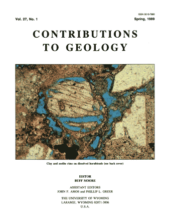 Contributions to Geology volume 21, number 1 cover