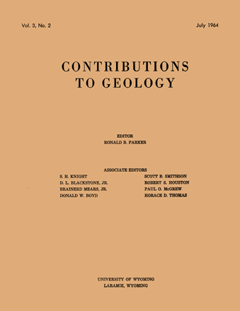 Contributions to Geology volume 3, number 2 cover