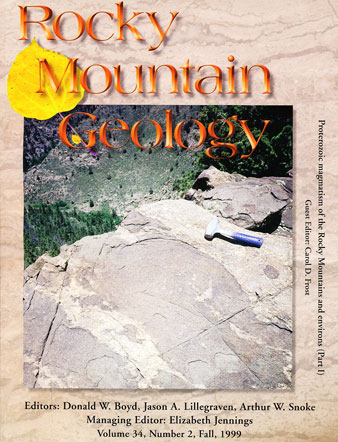 Rocky Mountain Geology cover volume 34 number 2