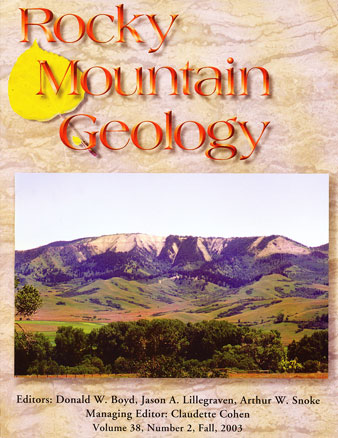 Rocky Mountain Geology cover volume 38 number 2