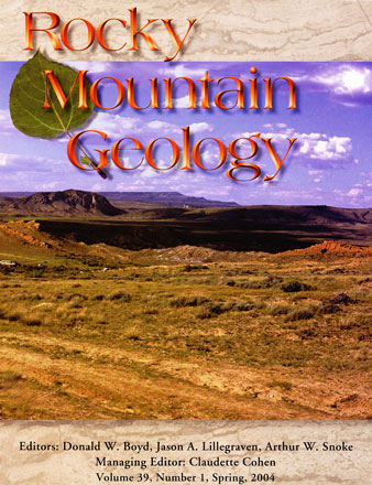 Rocky Mountain Geology cover volume 39, number 1