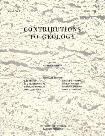 Contributions to Geology volume 4, number 1 cover