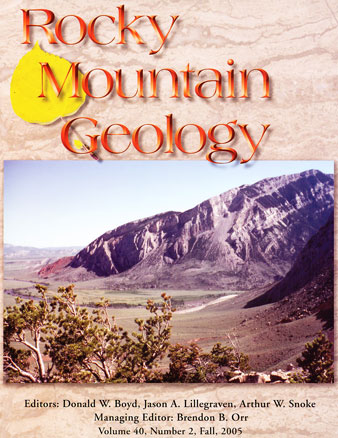 Rocky Mountain Geology cover volume 40 numer 2