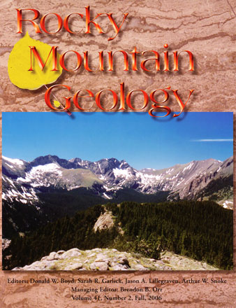 Rocky Mountain Geology cover volume 41 number 2