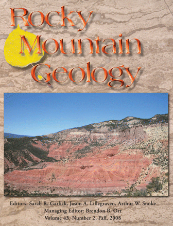 Rocky Mountain Geology cover volume 43 number 2