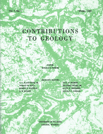 Contributions to Geology volume 7, number 1 cover