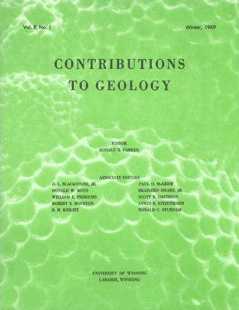 Contributions to Geology volume 8, number 1 cover