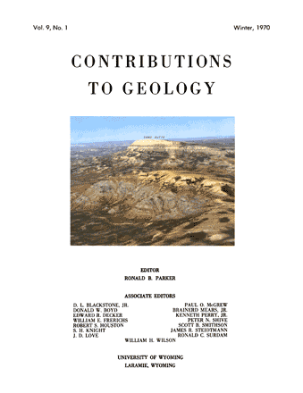 Contributions to Geology volume 9, number 1 cover